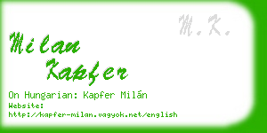 milan kapfer business card